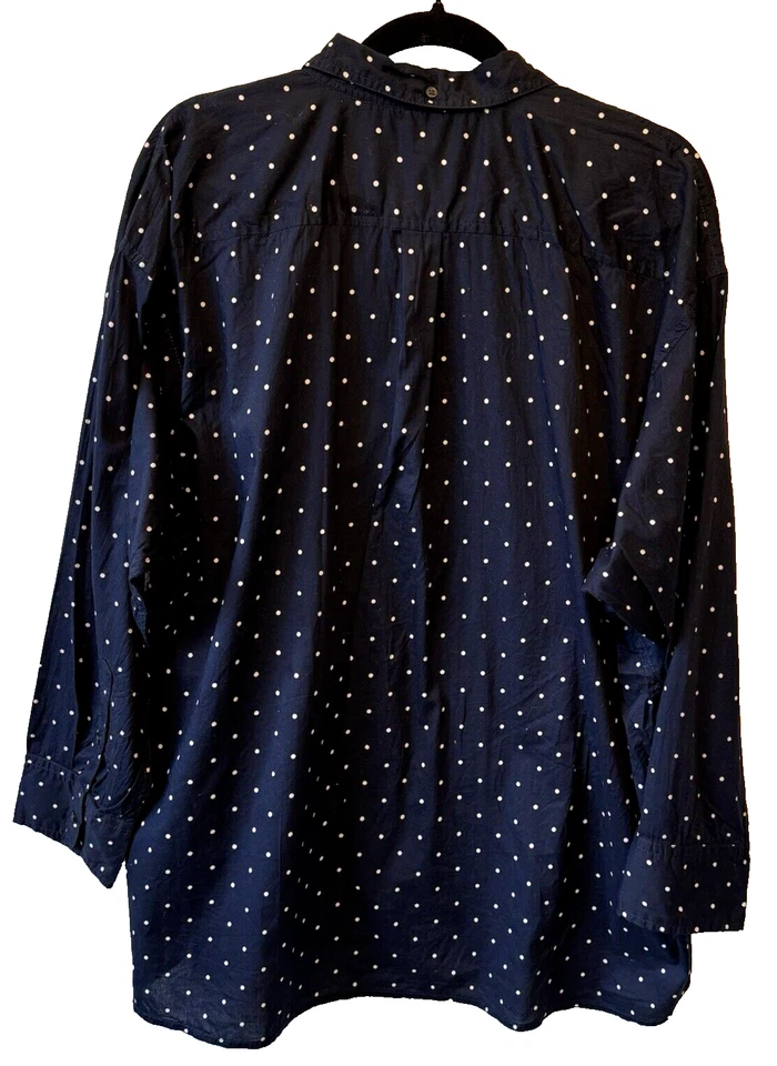 Рубашка для сна женская J Crew размер 20 синяя в горошек пижама топ карман на пуговицах - Изображение 3 из 4