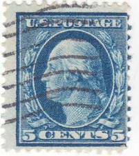 Scott #335 - 5c Blue - Washington - Used 