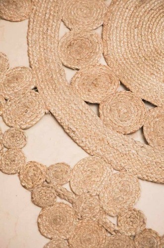 Handmade Area Round Rug Jute Natural Braided Rug Area Looks Rug 100% Natural - Picture 4 of 6