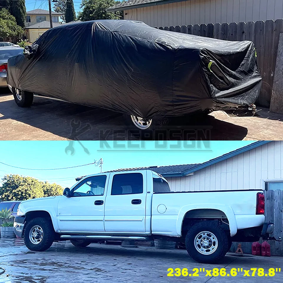 Cubierta de auto camioneta resistente al polvo UV resistente al agua para Chevy Silverado 2500 2003 2004 2005 Foto 2 de 4