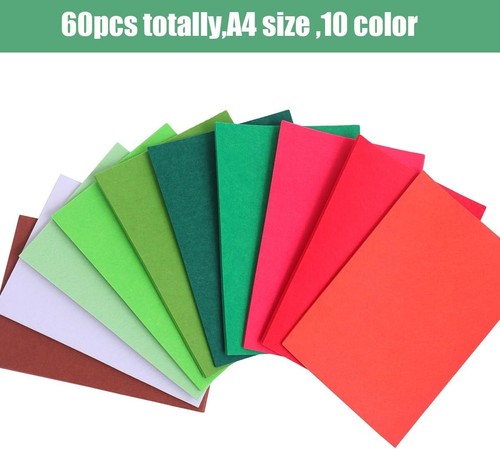 60PCS Chirstmas Felt Sheets (20cm*30cm) 10 Color Red Green 1mm Thick Stiff Felt - Picture 3 of 8