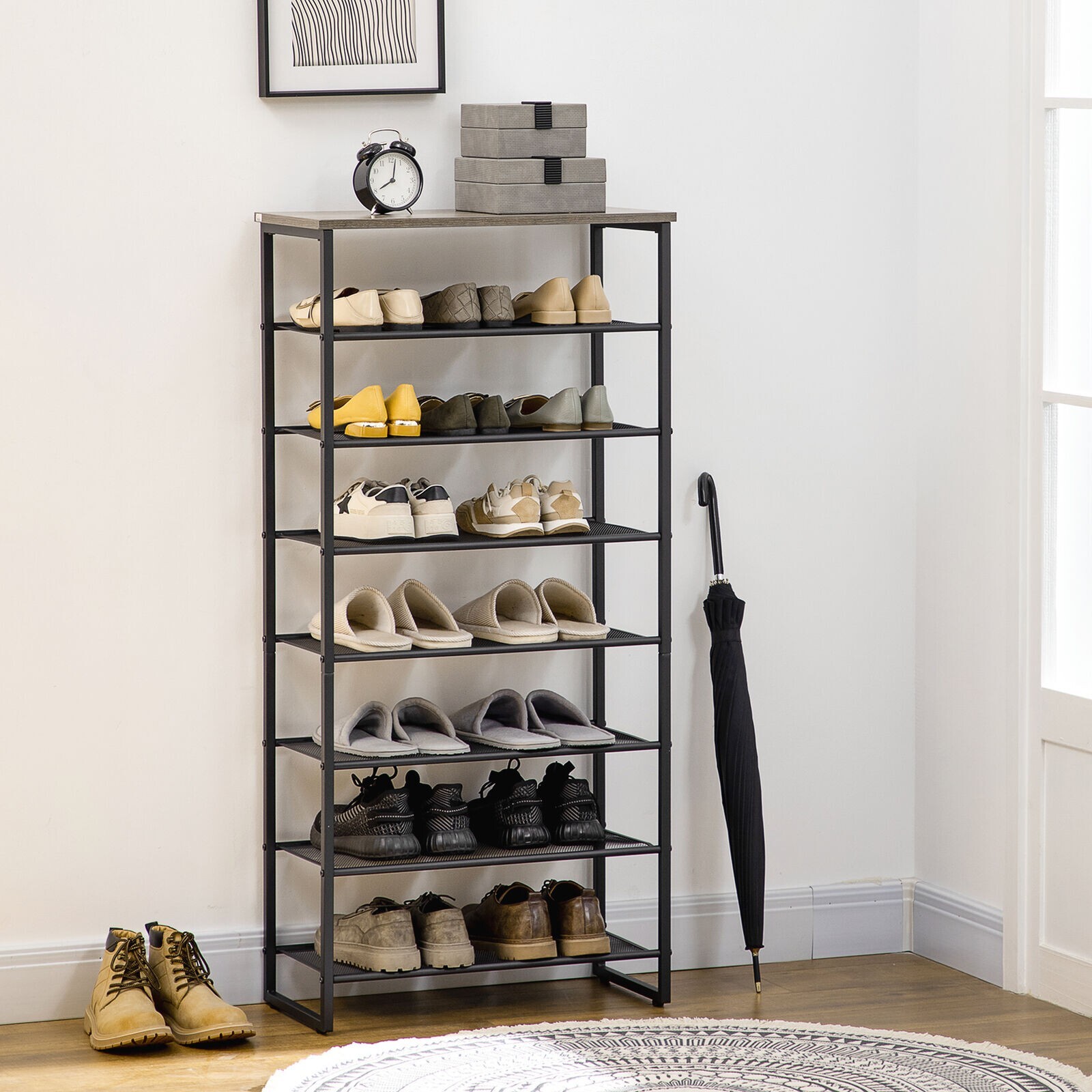 8 Tier Shoe Rack 8-tier Shoe Storage Shelf for 21-24 Pair Shoes for Entryway