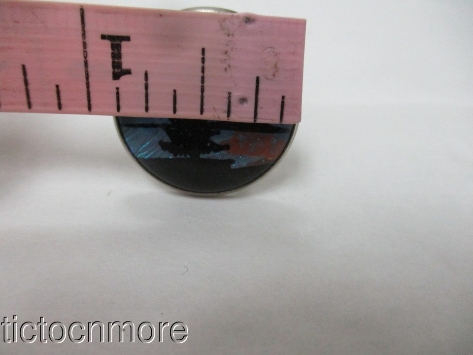 VINTAGE BRITISH BUTTERFLY WING ART BLUE PINE TREE RIVER SCENE CUFFLINKS