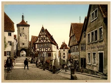 Germany, Rothenburg o. d. Tauber, Das Plönlein photochromie, vintage photo