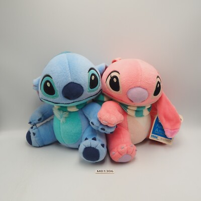 MD1306 Lilo & Stitch  Angel Couple Pair Disney SEGA 2007 Plush 8'' Toy Doll Japan