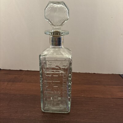 Vintage 1976 Hiram Walker De Luxe Bourbon Decanter License Plate Glass Bottle