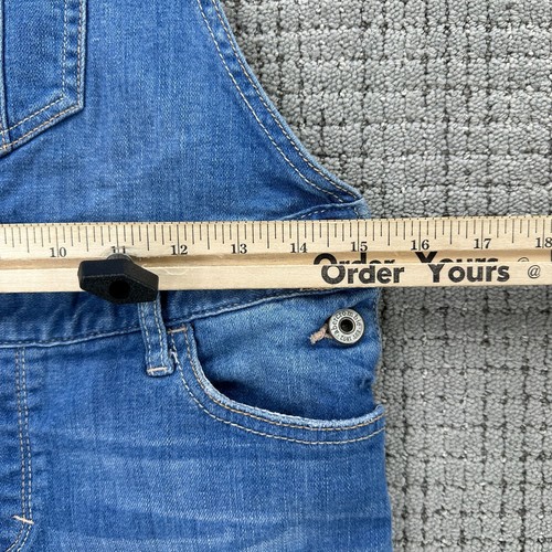 Abercrombie Overall Shorts Kids Size XL Blue Denim Distressed Hem Pockets - Picture 7 of 10