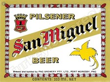 San Miguel Pilsener Beer Label 9" x 12" Metal Sign