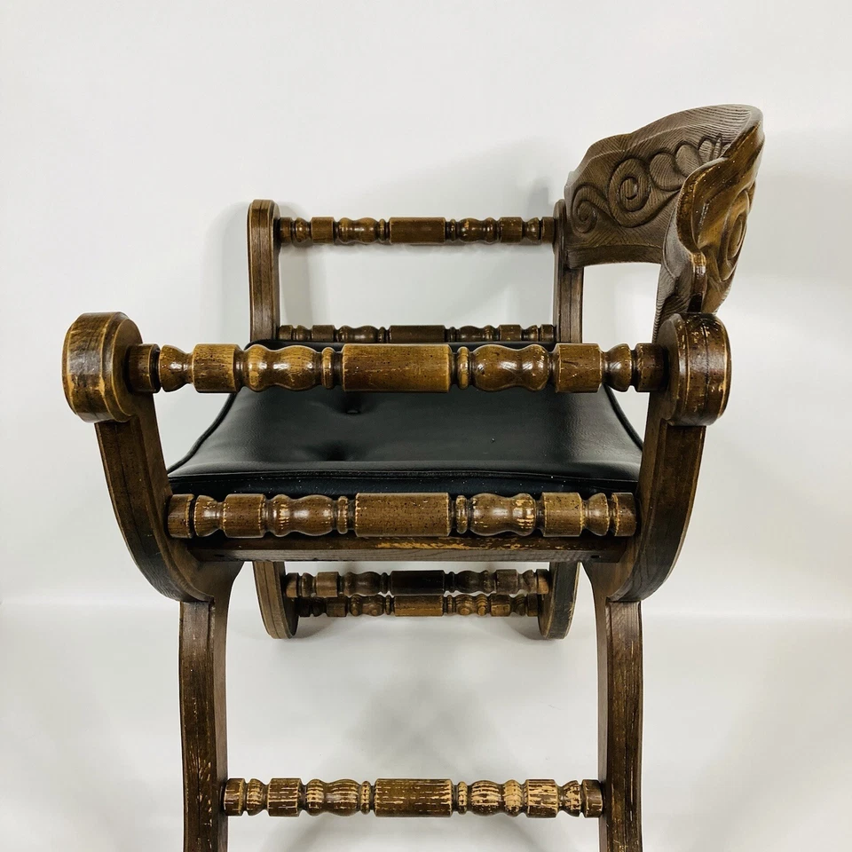 Vintage Stanley Furniture Curved Wood Library Room Reading Chair Beautiful Piece - Image 3 of 4