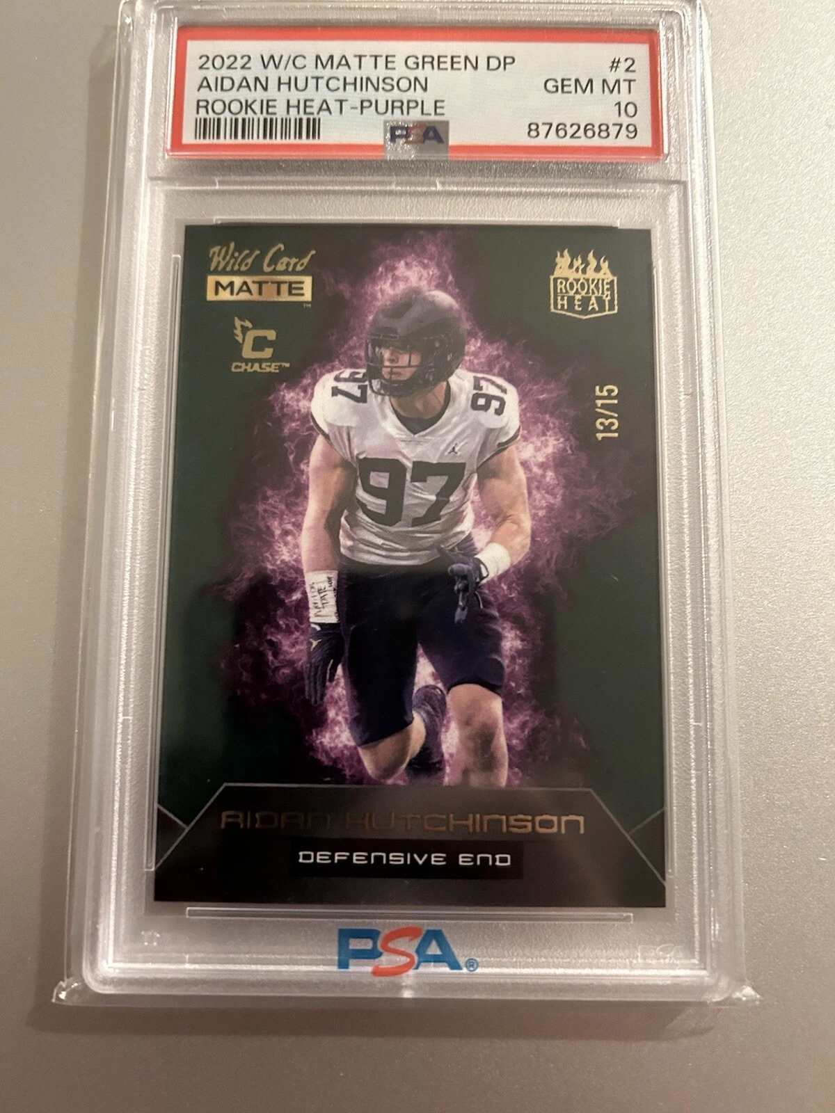 Aidan Hutchinson Wild Card Matte Green Draft Pick Rookie Heat #2 Purple
