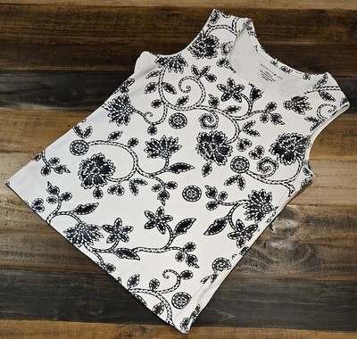 Mountain Lake Wide Strap Blouse Tank Top Floral Switzerland Made Women's Small