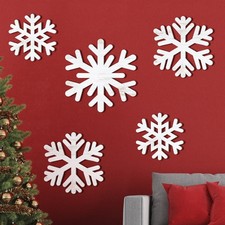 5 Pcs Winter Wooden Snowflakes Wall Decorations Snowflake Wooden Signs Large ...