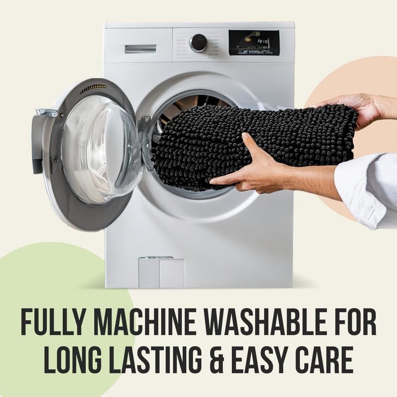 Chenille Bath Mats, Plush Absorbent Bath Mats Quick Dry, Soft  Machine Washab...