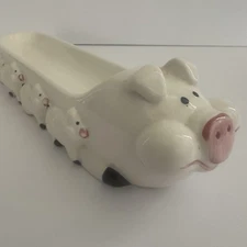Vintage 1983 Ron Gordon Designs Ceramic Piggy Cookie Dish White Pink Pig Taiwan