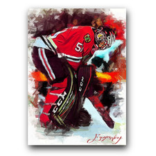 Corey Crawford #2 Art Card Limited 37/50 Edward Vela Signed (Chicago Blackhawks)