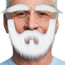 Fake Beard Self Adhesive Fake Mustache and Eyebrows Fake Mustaches Set White