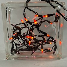 Clear Glass Block Lamp w/ Red String Lights P...