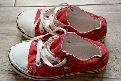 Crocs Hover Lace Up Red Canvas Sneakers Shoes Youth Size J2 Men M2 Women W4