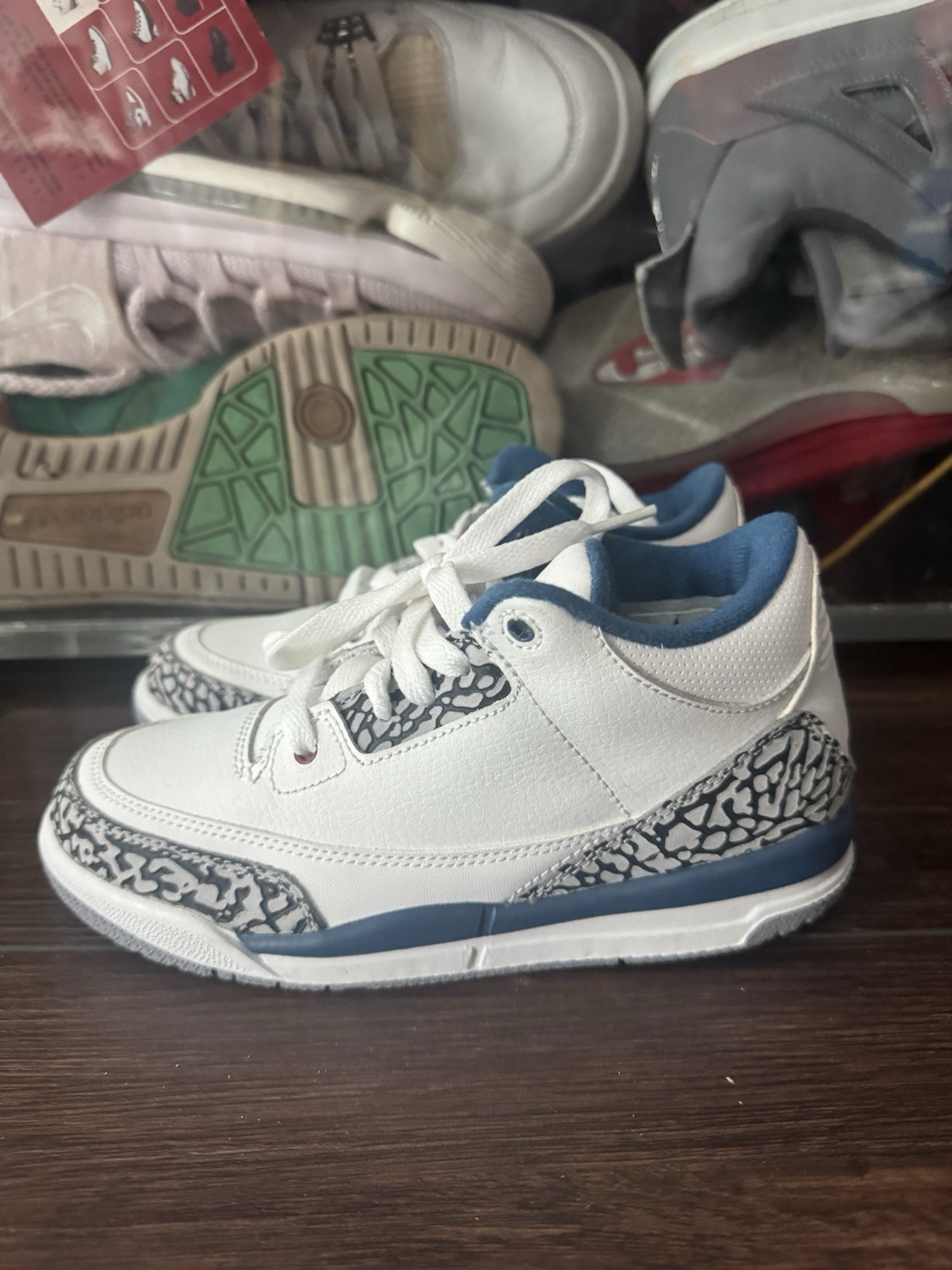 New Unworn AIR JORDAN 3 III RETRO PS SIZE 13C WHITE TRUE BLUE 429487 104
