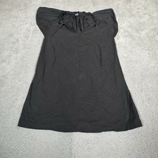 Gap Dress Womens Medium Black Short Sleeve Peasant Tunic V Neck Goth Grunge