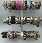 50 PCS of Mixed Metal Costume Jewelry. Bracelets Only. Some Signed Some Vintage