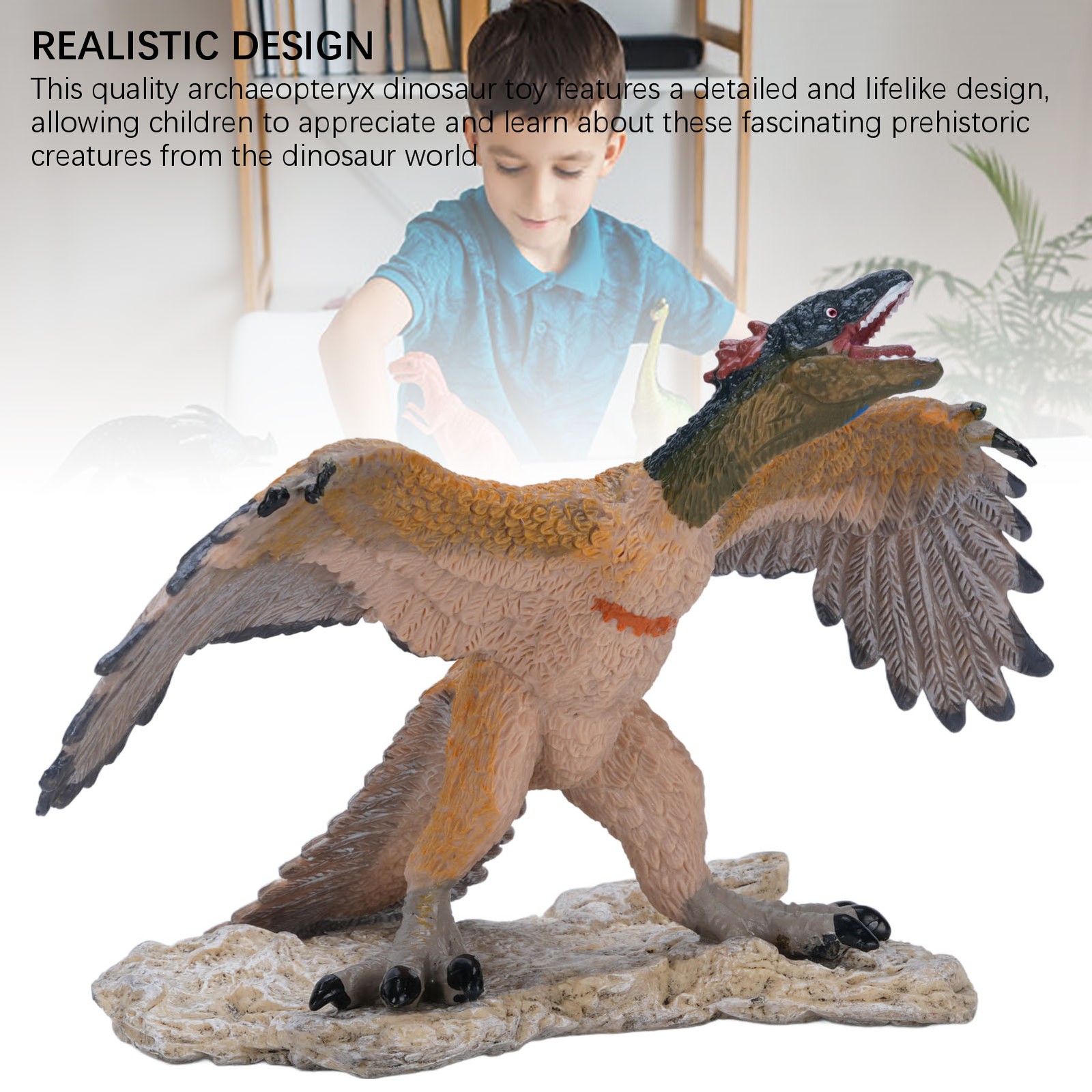 Realistic Archaeopteryx Dinosaur Model Educational Toy For Kids Premium