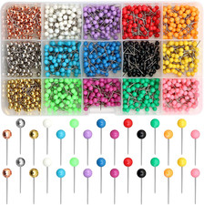 1500 PCS Map Push Pins, Map Tacks Marking Pins 1/8-Inch Plastic round Head Decor