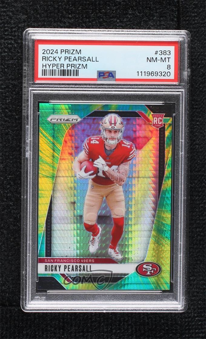 2024 Panini Prizm Rookies Hyper Prizm /180 Ricky Pearsall #383 PSA 8 Rookie RC