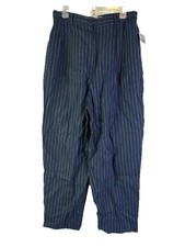 Deadstock Vintage 90s Womens 16 Linen Pleated Pinstripe Bankers Pants Money