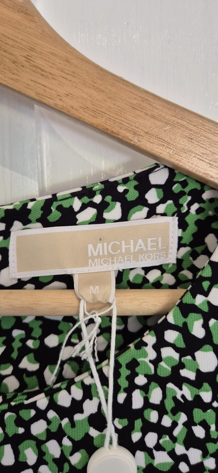 Abito Michael Kors MK logo taglia M manica lunga maculato increspato lunghezza ginocchio