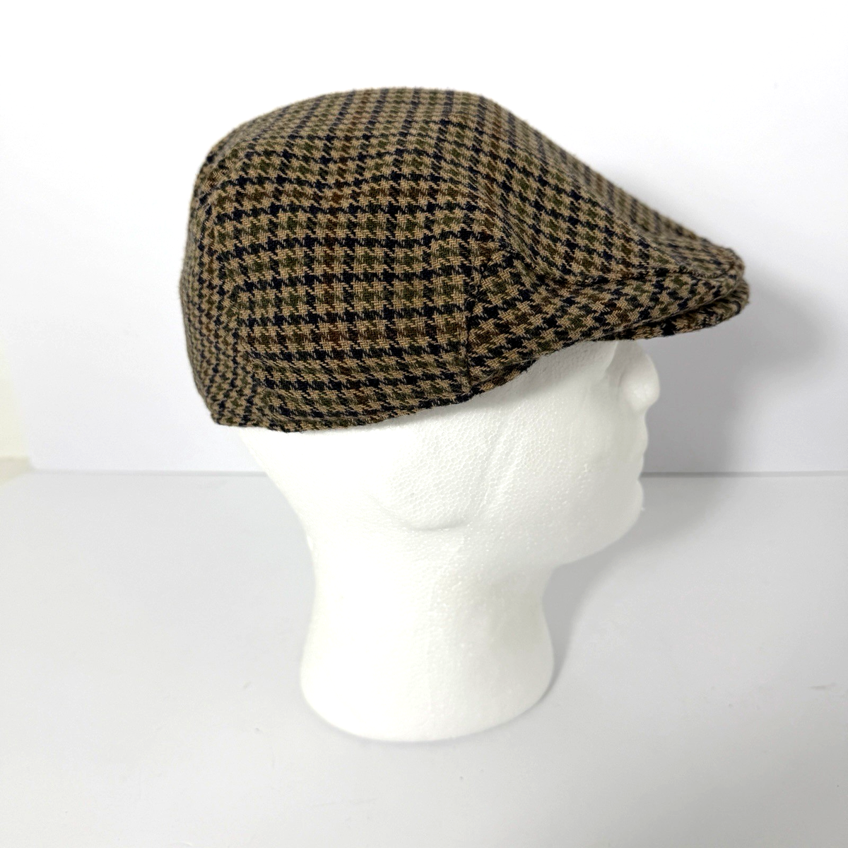 Jonathan Richard Ireland Flat Cap Wool Blend Houndstooth Newsboy