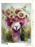 Calvendo Puzzle Alpaca With Sunflowers | 1000 Pieces, Finished Size 25.2 × 18.9