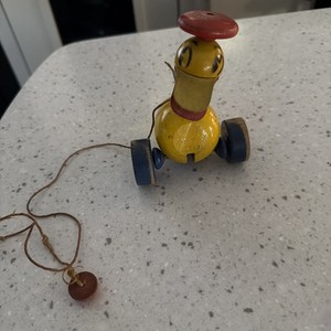 1950 Fisher Price Pull Along Duck And Ducklings. Vintage Made In USA