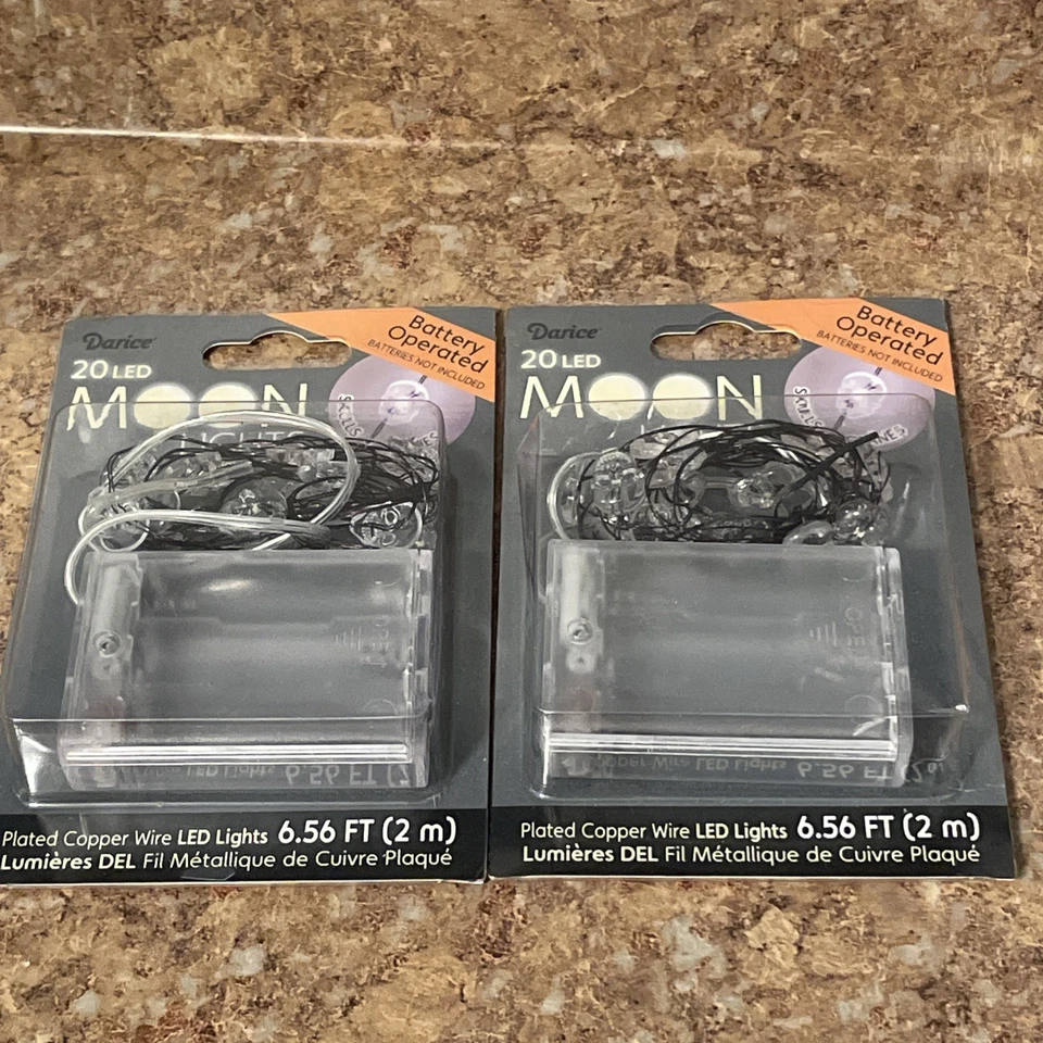 LED MOON LIGHTS string of 20 LED - 2 Packs skulls white lights - Image 4 of 4