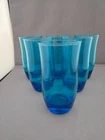6 Vintage Anchor Hocking Flair Pattern Lazer Blue Water Tumbler Glasses