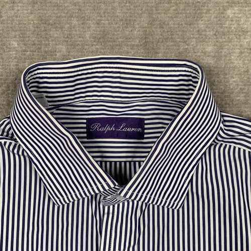 Ralph Lauren Purple Label Dress Shirt Mens 16.5 Blue Striped Long Sleeve French - Picture 5 of 15