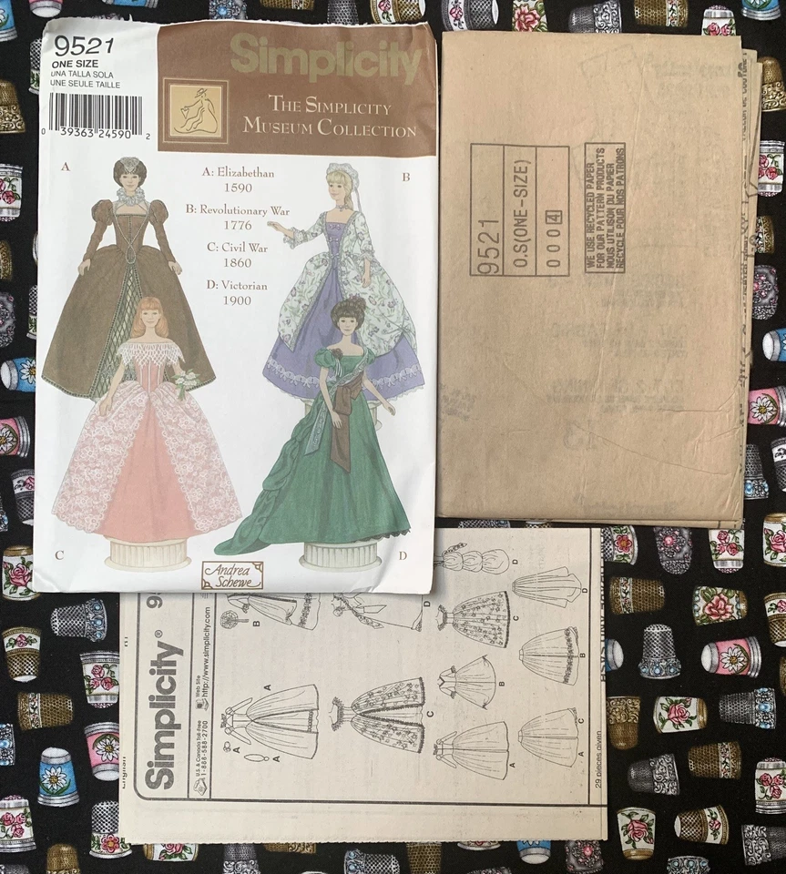 *OOP* Simplicity #9521 Doll Museum Collection Pattern for 11 1/2” fashion dolls - Image 3 of 3