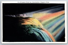 Vintage Niagara Falls Prospect Point Illumination Postcard Linen Era