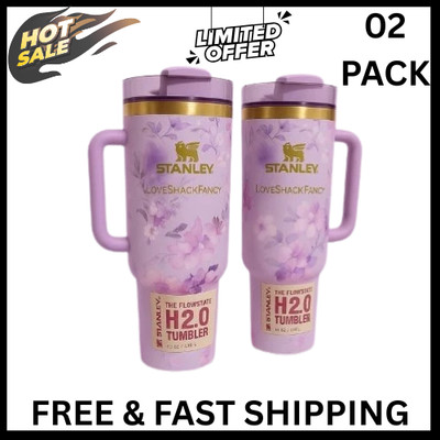 2pk Stanley X Love Shack Fancy - Happy Thoughts Quencher Rosa Beaux Purple 40 oz