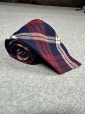 Vintage Abercrombie & Fitch 1892 Red Navy Plaid Cotton Tie — 100% Cotton NOTE