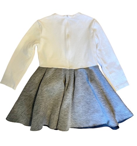 $180 Il Gufo 5 6 Dress Gray White Knit Stretch Bow Long Sleeve Quiet Luxury - Picture 2 of 4