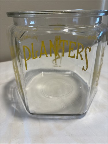 Vtg Planters Mr Peanut Embossed Advertising General Store Jar Octagon No Lid