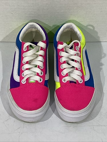 Vans Youth Size 11 EU 27.5 Color Block Neon Canvas Old Skool Sneakers ...