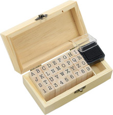 Letter Stamps 36 Pcs with Wooden Storage Box, Premium Alphabet Stamps Set for Cr