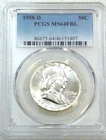 1958-D Franklin Half Dollar PCGS MS64FBL Frosty White New Holder #V288F