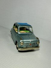 Vintage Bandai 7 Inch Tin Litho Friction 1958 Fiat 600 Rolltop Japan