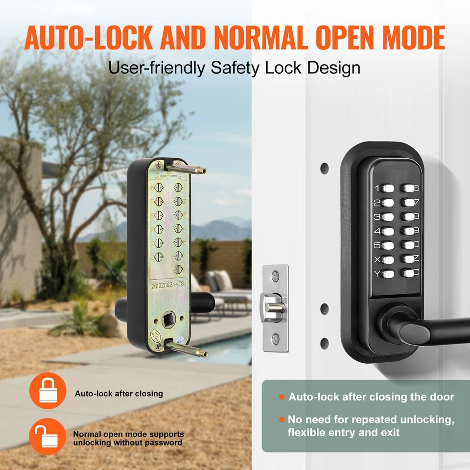 Uimoso Mechanical Keyless Entry Door Lock 14 Digit Keypad Double-sided Embedded - Image 3 of 4