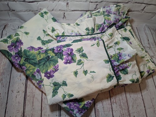 Vintage Waverly Garden Room Twin Sheet Set Cottagecore Sweet Violets Floral