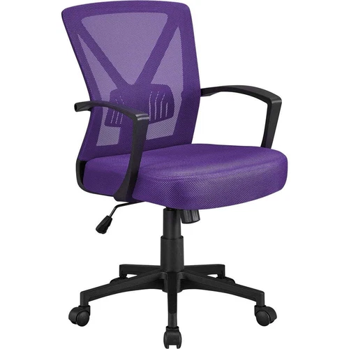Adjustable Mesh Office Chair Mid Back Executive Chair with Wheels, Purple