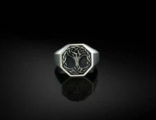 Beautiful Real 935 Argentium Silver Yggdrasil Design Men's Signet Ring